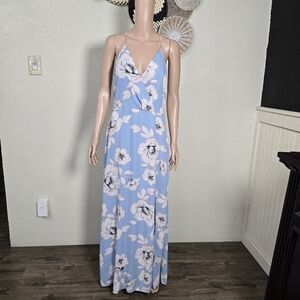 Lush MaxiDress  Flowers Blue Size Large